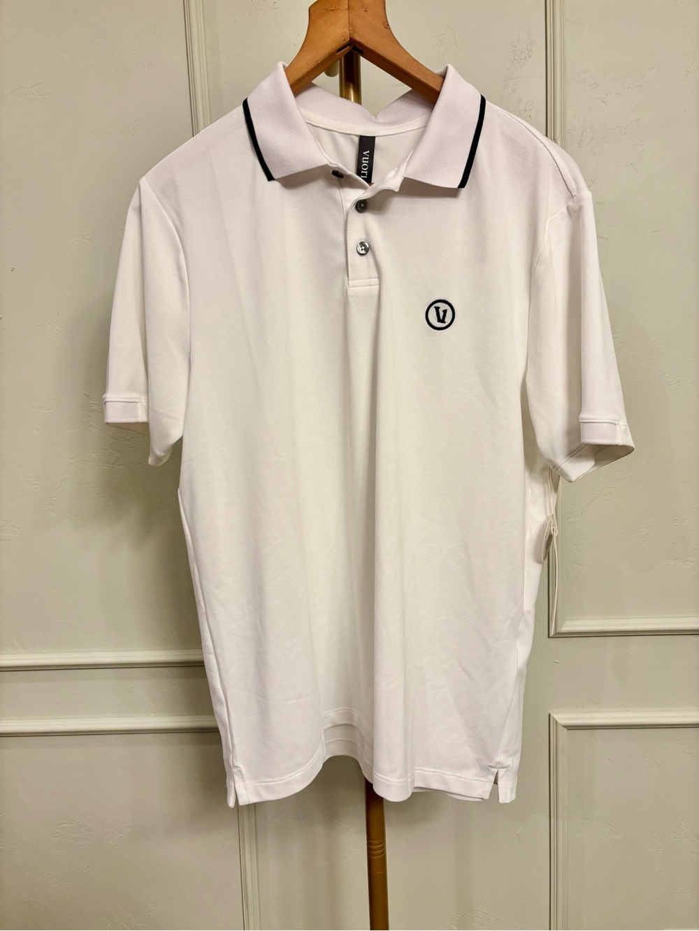 Vuori White Polo / Game Point Polo 2.0 Black Contrast Trim MSRP $88